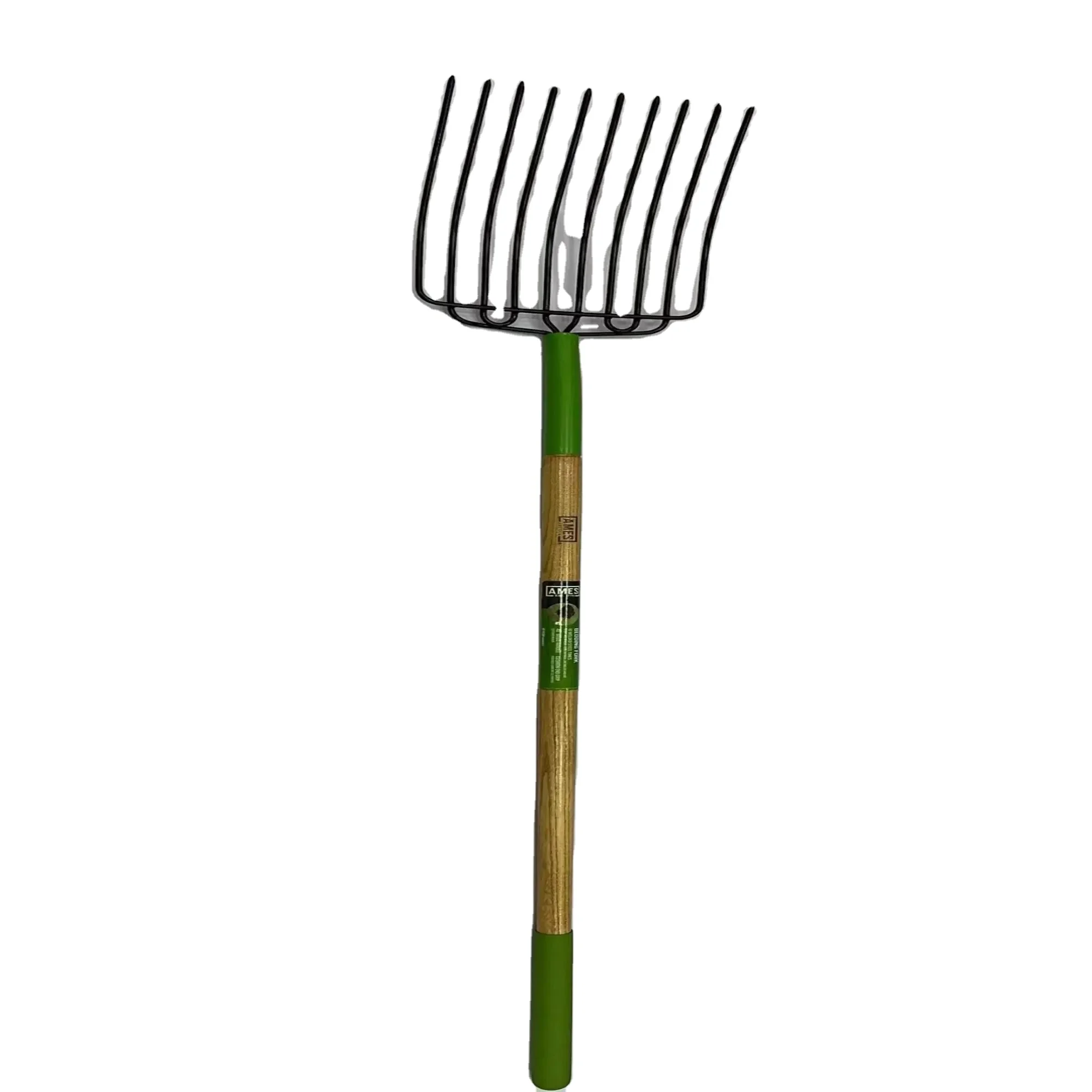 Quality Steel Digging Fork With longwood handle farm gardening hand rake with ten teeth
