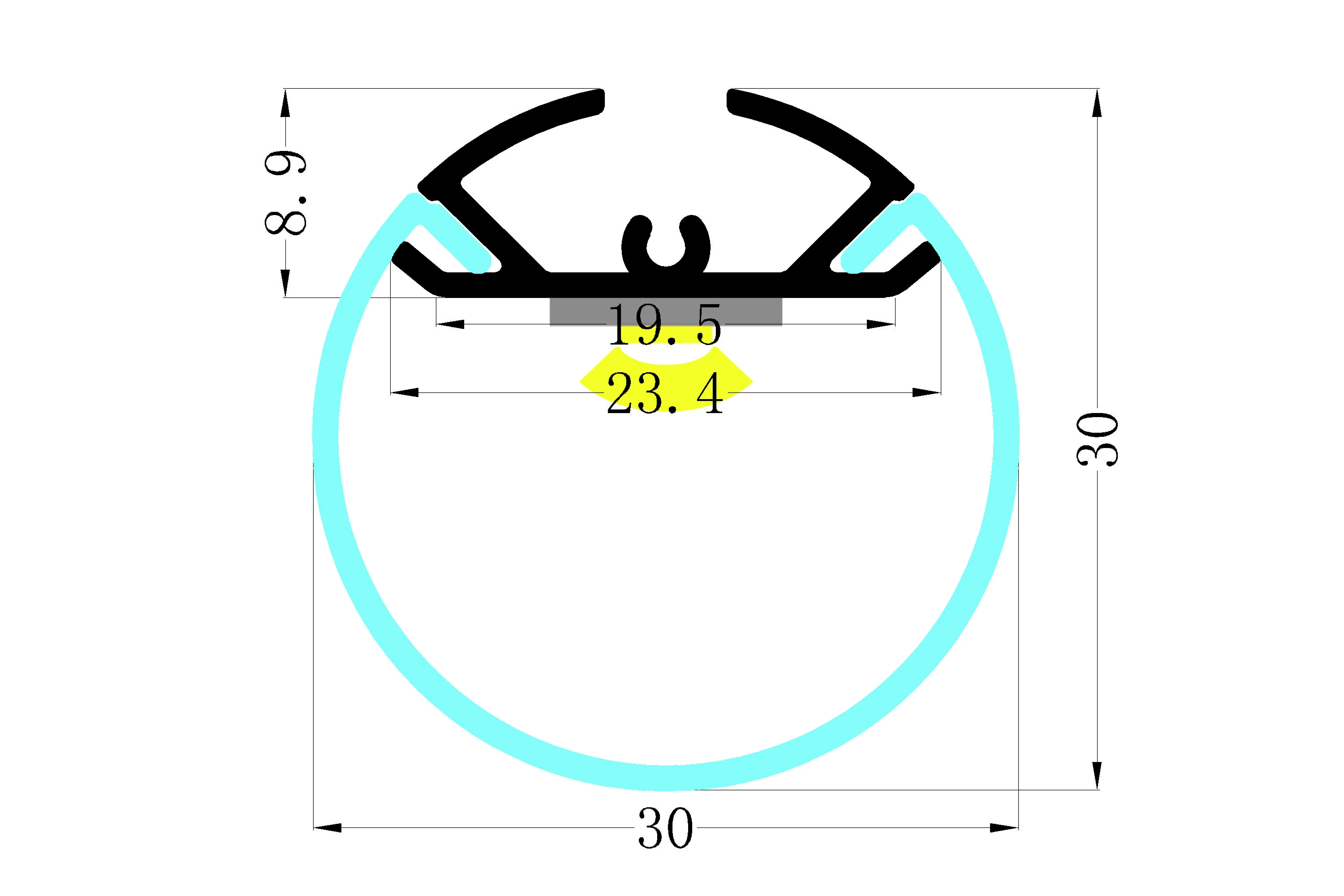 YG-T30 Diameter 30mm Extrusion PC Round Cover Light Pendant Aluminum Led Tube Profile Round Led Profile Channel Kit