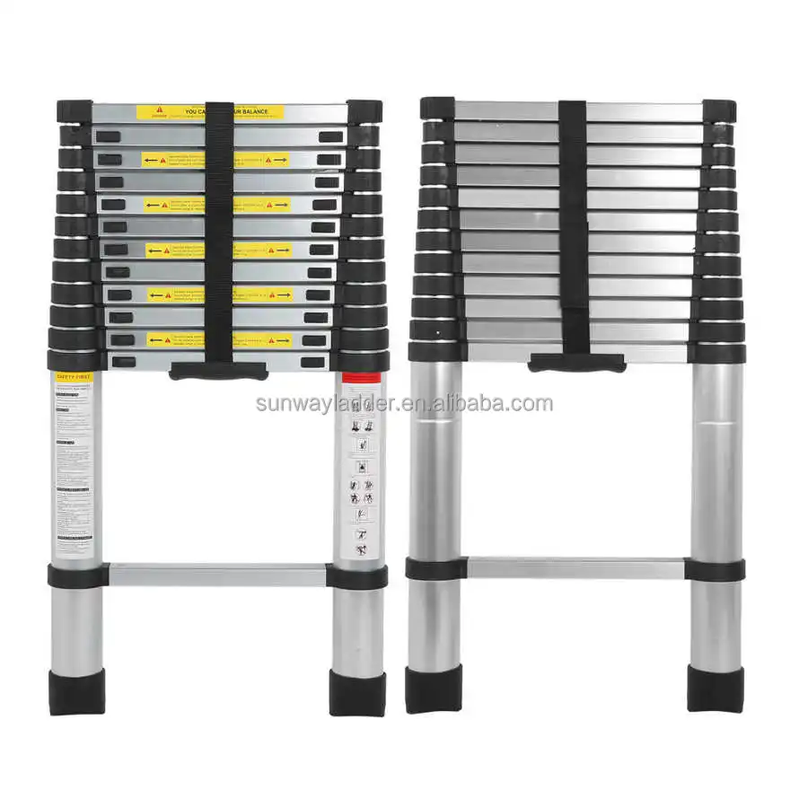 Good Quality 3.2m Telescopic Ladder 11 Step Ladder 30 Step Distance Folding Extension Aluminum Ladder