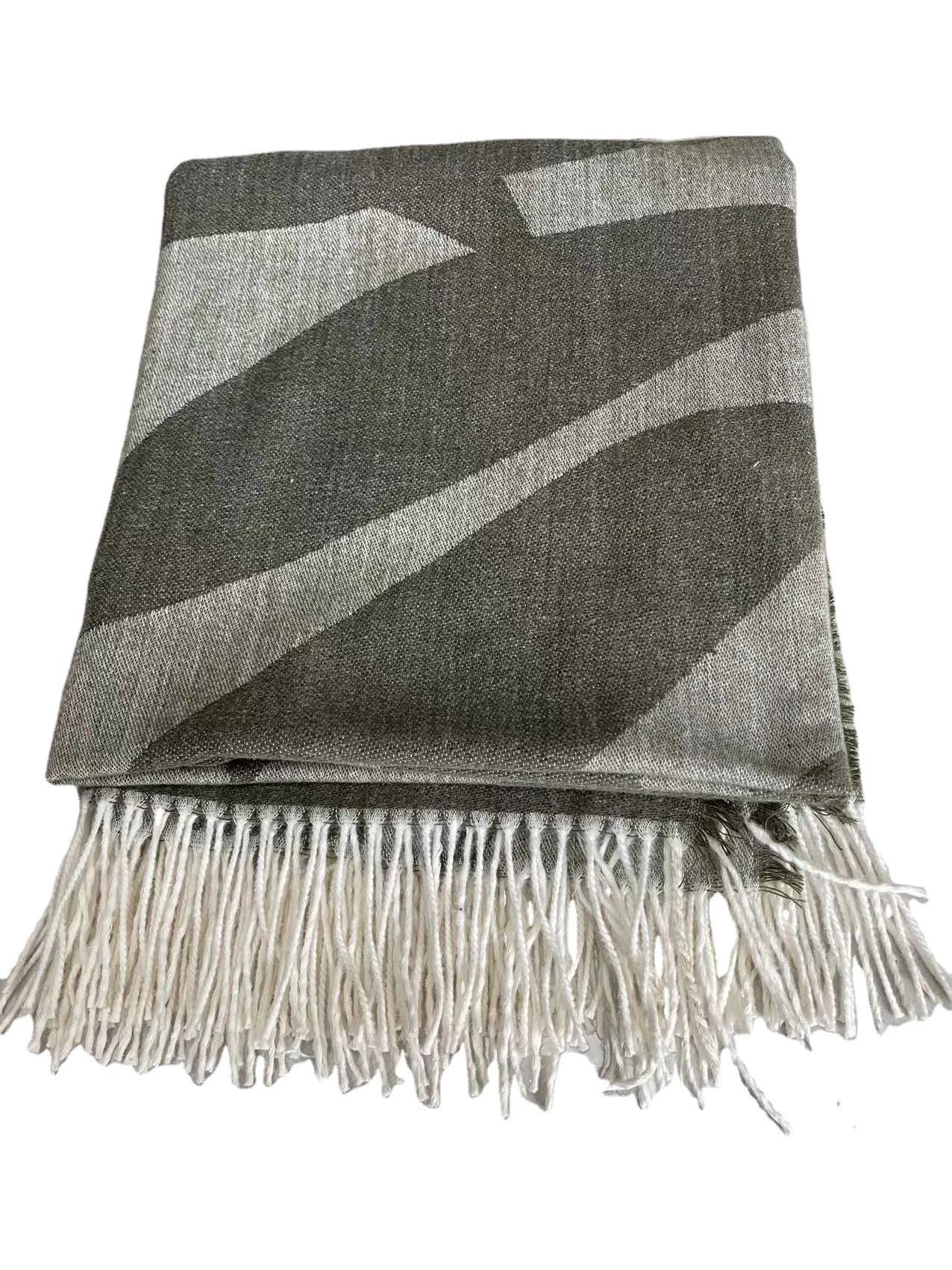 Custom Pattern Faux Cashmere Stone Plaid Acrylic Fireside Throw Blanket
