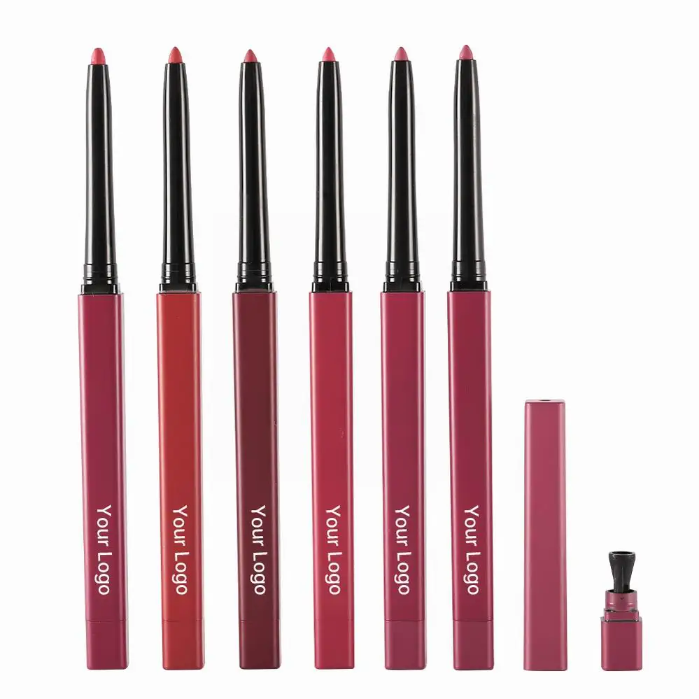 Wholesale Retractable Lipliner Pencil Lip Liners With Built In Sharpener Custom Private Label Creamy Lip Liner With Sharpener