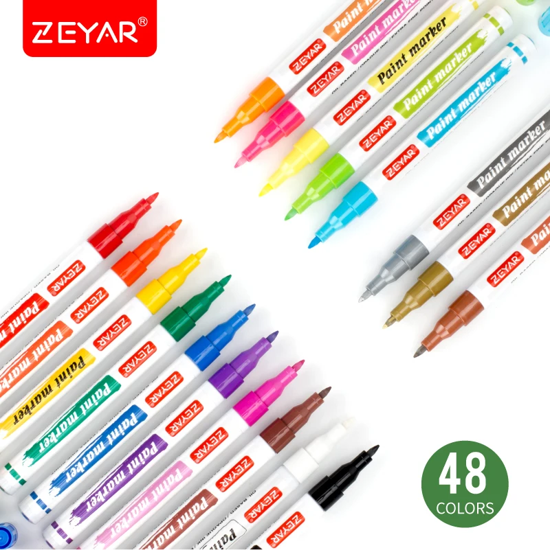 ZEYAR Paint Pens Extra fine Point Oil based Paint Marker for Rock Painting and DIY 18 Colors Aluminum Barrel
