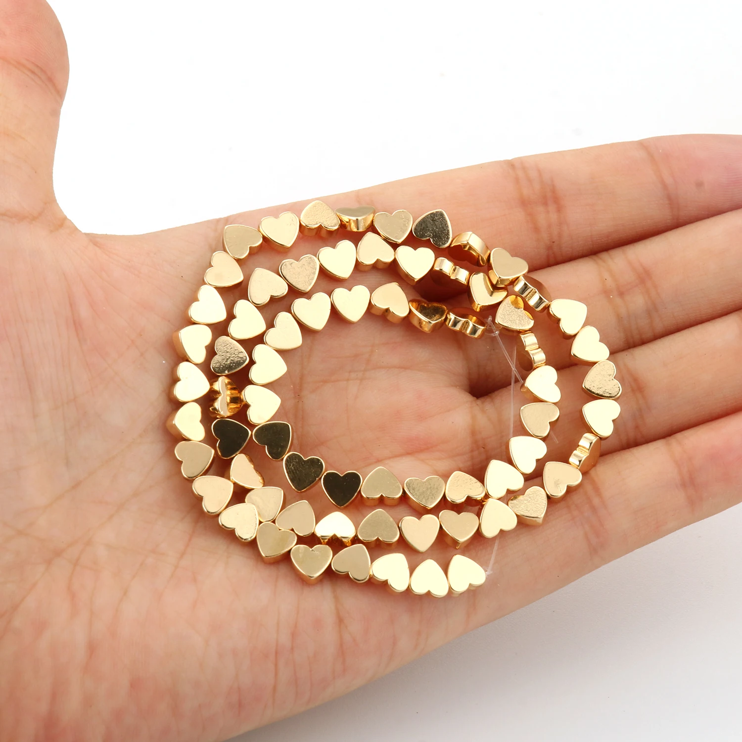 14 Gold Plating Irregular Hematite Beads Round Disc Cube Heart Shape Loose Natural Stone Beads for Jewelry Making DIY Bracelet