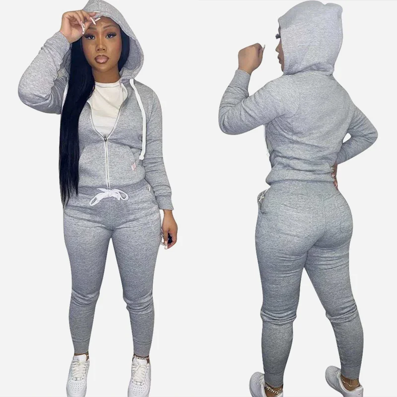 Fall 2021 Zipper Up Contrast Color Tracksuit Women Clothes Sets Joggers Suits Two Piece Pants Set Sportswear Womens Activewear