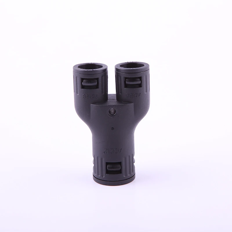 Waterproof 3-Way Y-Shaped Rubber Cable Gland Pa6 Nylon Tube Y Connector For Flexible Conduit
