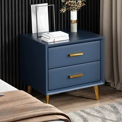 Bedside table light luxury bedroom simple modern leather bedside table high-end small gray blue