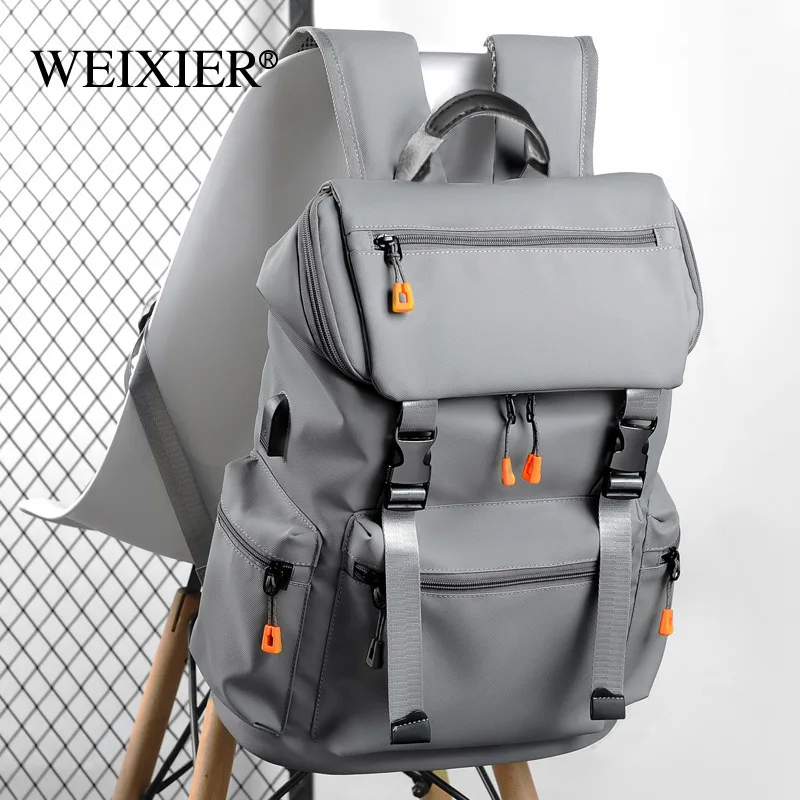 E2841 Oxford Fabric School Daily Bag Laptpp Note Book Backpack Business Travel Bag For Men Waterproof Black Double Pocket Bag