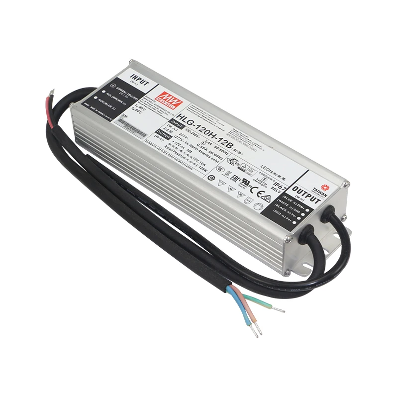 Meanwell HLG-120H-12B 120W 12V Dimmable LED Driver for LED Street Lighting