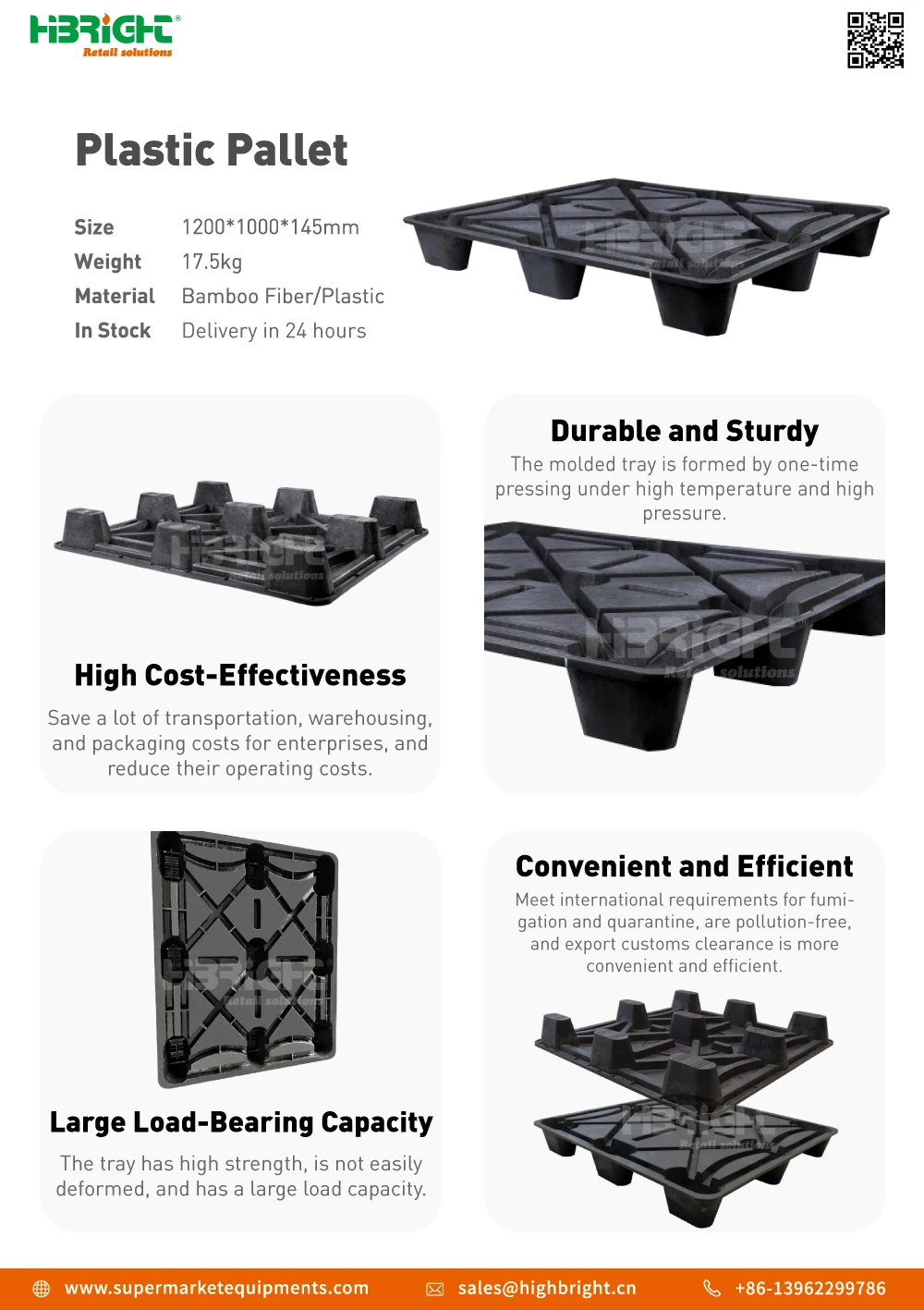 High Cost-Effectiveness Bamboo-Plastic Warehouse Durable Storage Logistics Pallet