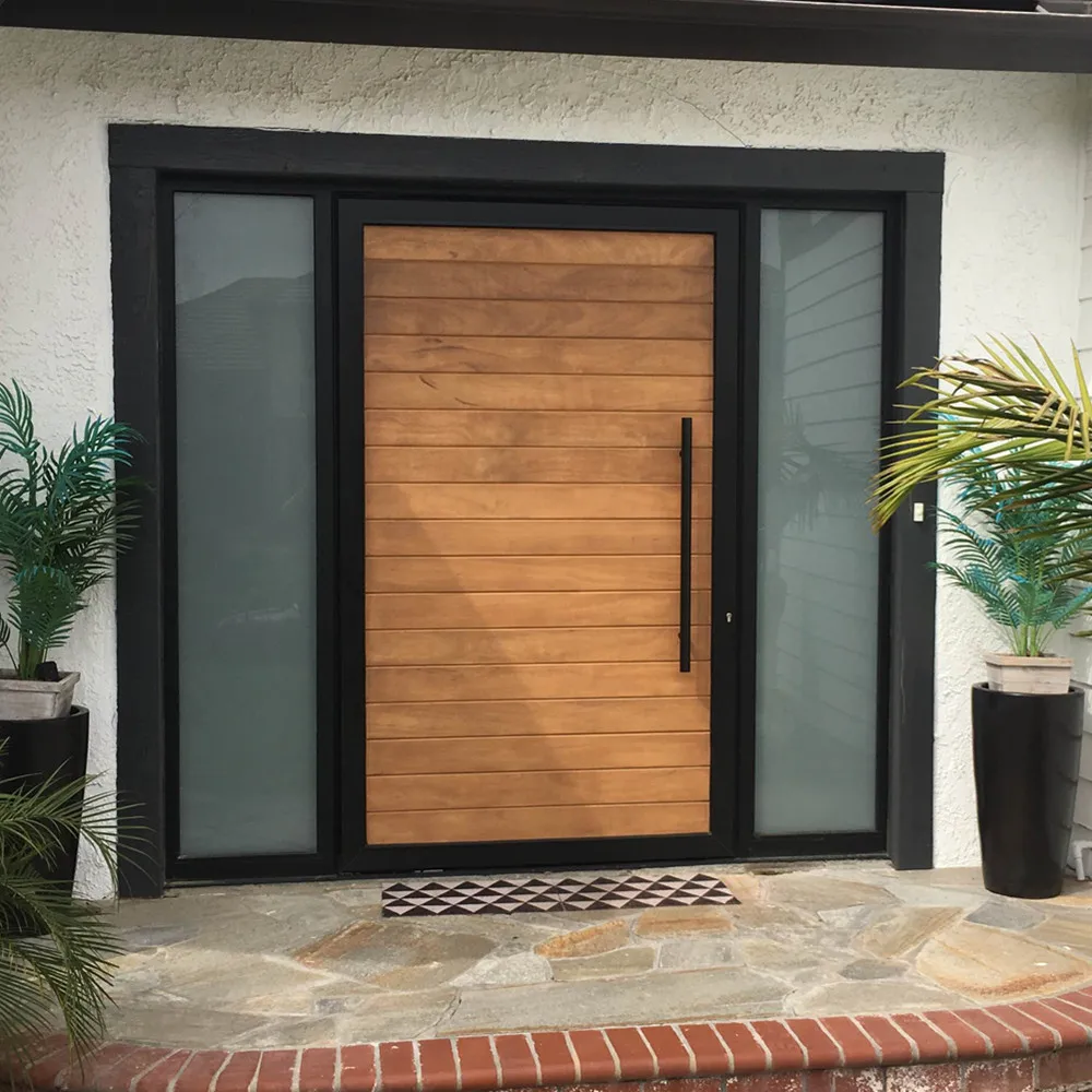 Residential Pivot Wood Doors Modern Exterior Solid Wood Front Doors Aluminium Main Doors