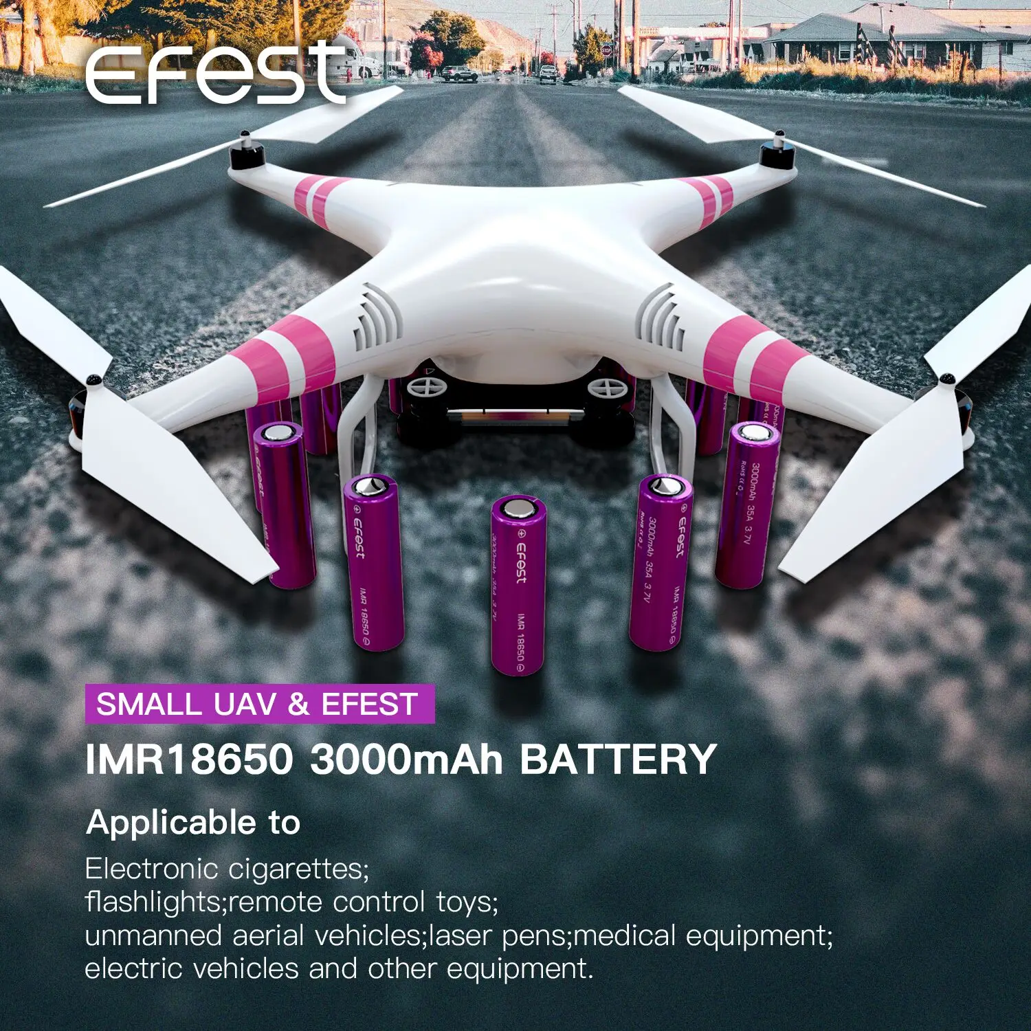 
Rechargeable battery 26650 Efest purple Battery Li-Ion 26650 5000Mah 45A 3.7V 