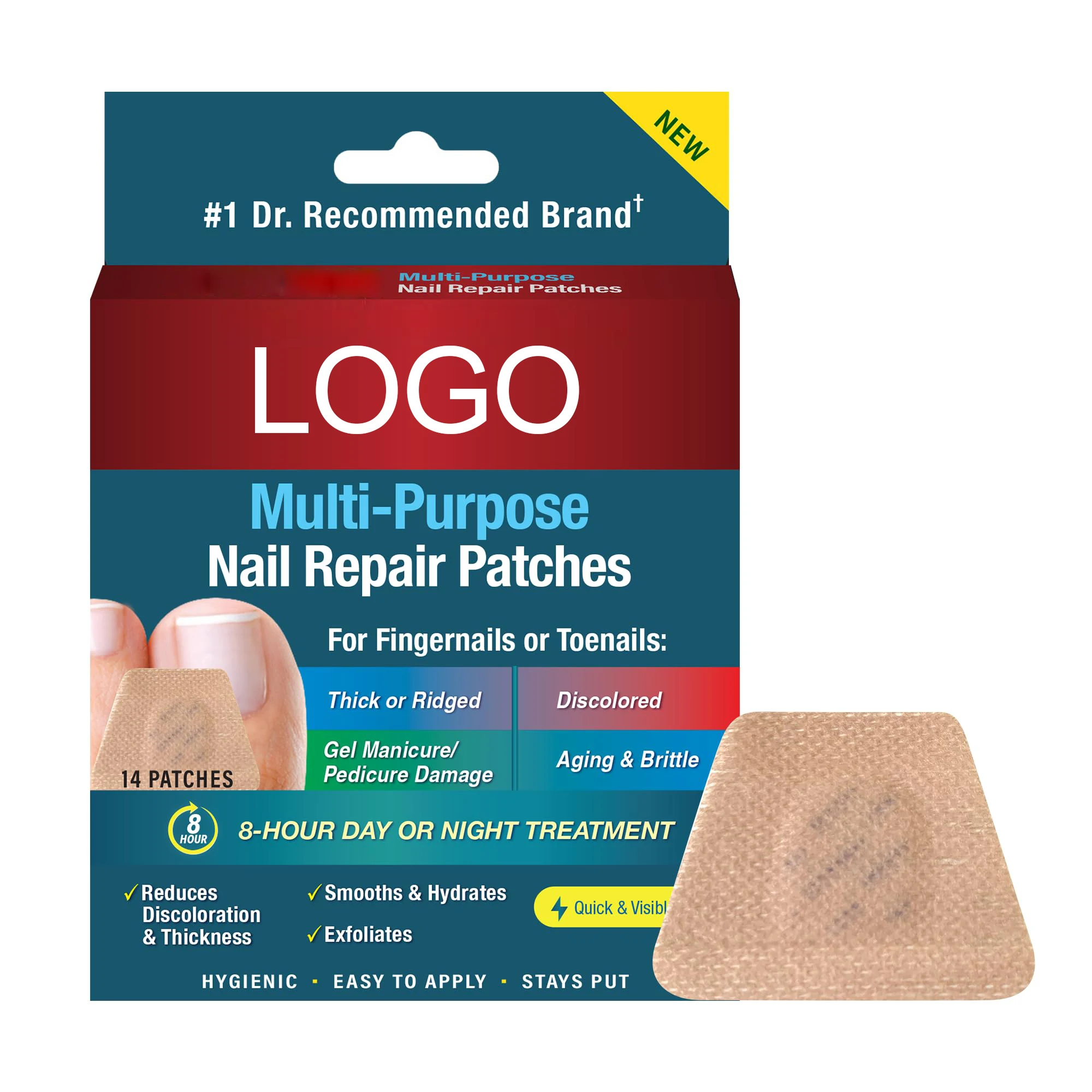 64 pcs Discolored Appearance Fungal Treatment Nail Repair Patches for Damaged Nails