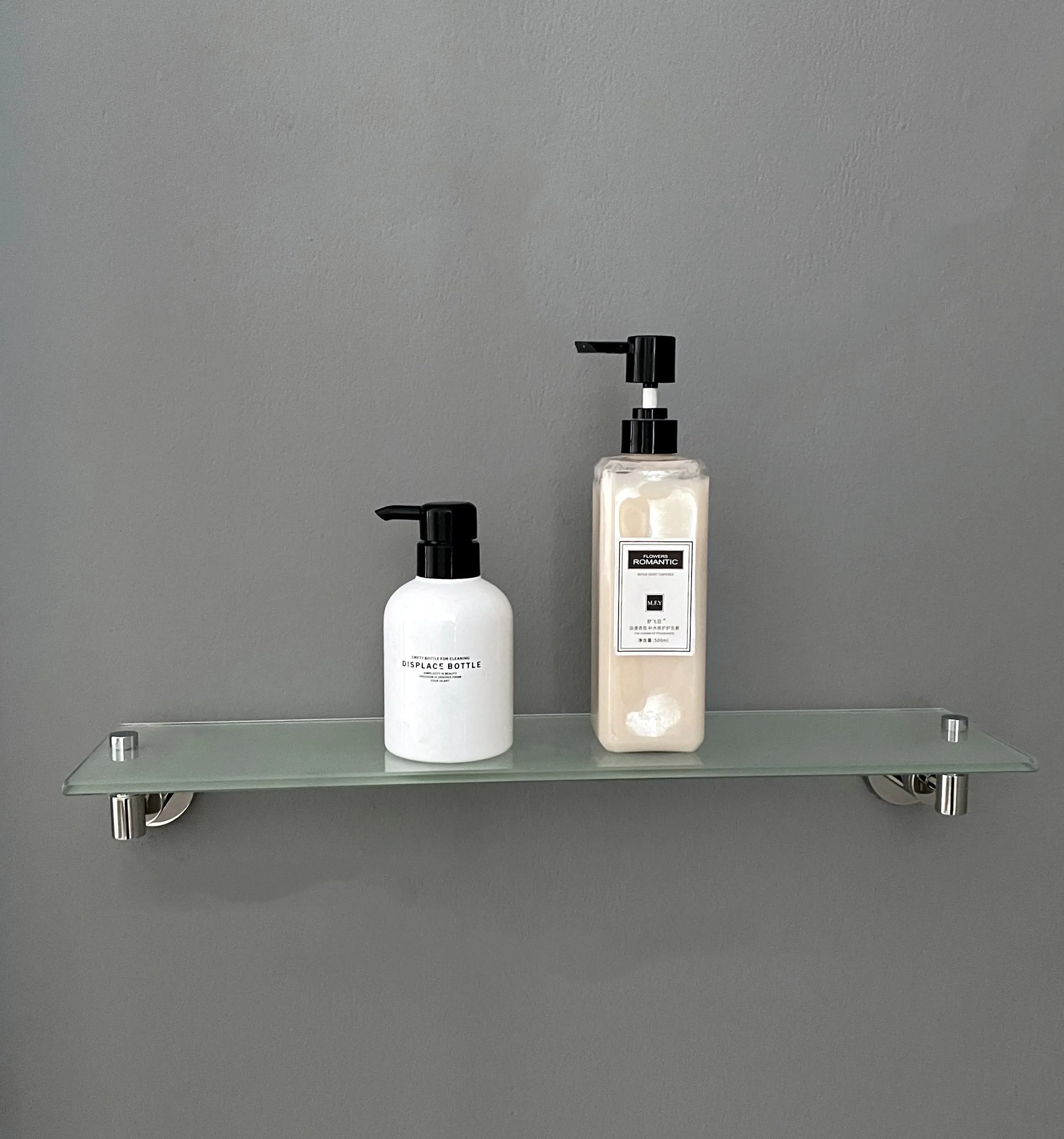 Wall Mount Stainless Steel Single Tier Glass Bathroom Shelf Glass Shower Shelf Bath Shelf