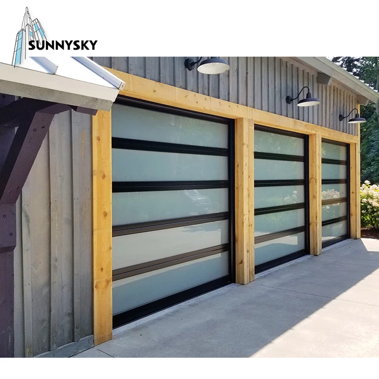 Transperance Aluminum Garage Double Door Aluminium Glass Waterproof Modern Aluminum Alloy Electric Side Opening Germany Brand
