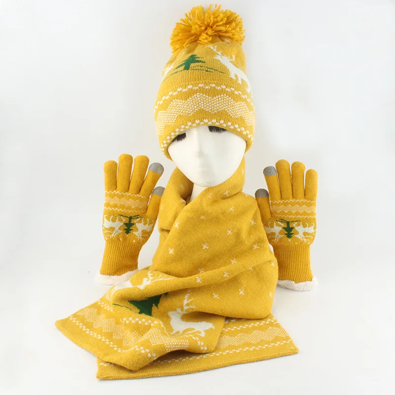 MB3 Winter new Christmas knitted hat snowflake deer red woolen hat warm men and women pullover hat wholesale