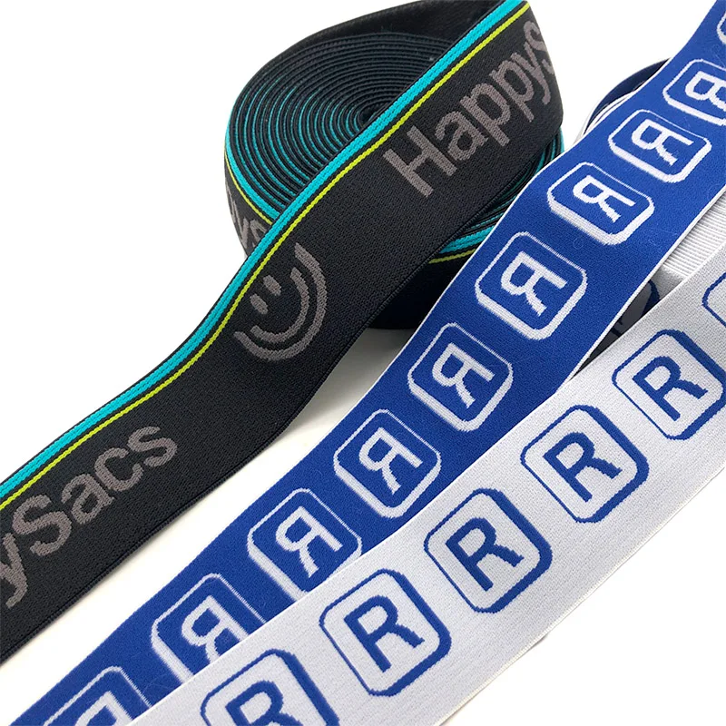 Custom logo printed nylon  Woven Knitted Jacquard Soft Elastic Band For Underwear Boxer Shorts Waistband Belt