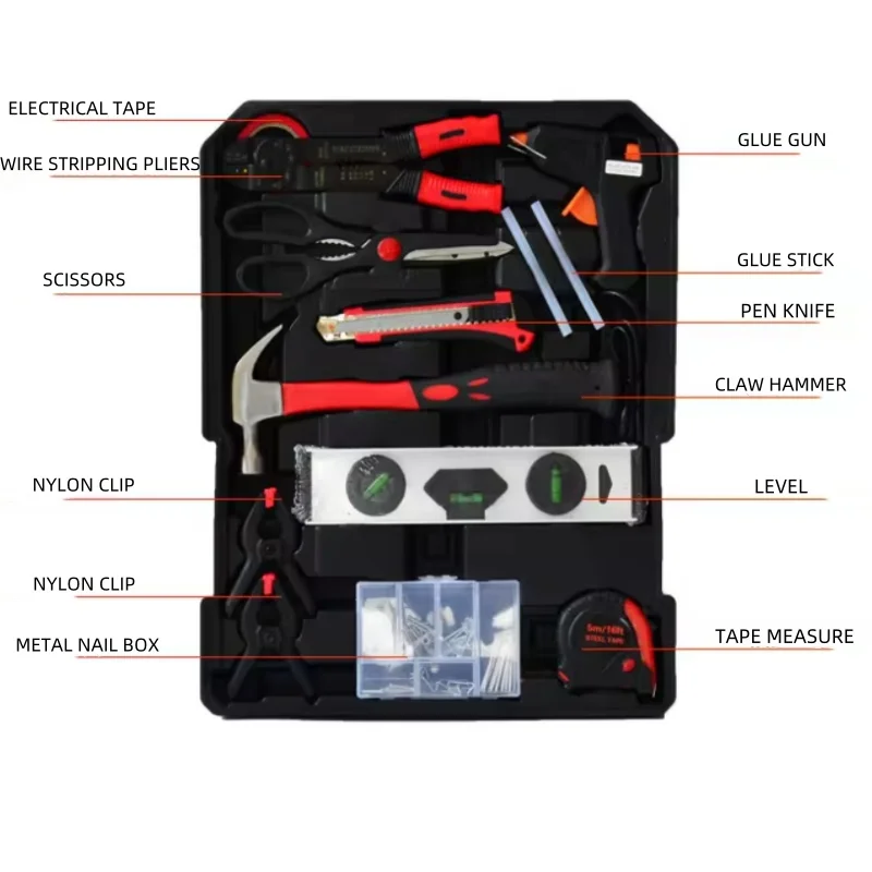 A removable Toolbox 186 pieces repair tool,Pull rod box set tool aluminum box four-layer hardware combination auto repair home