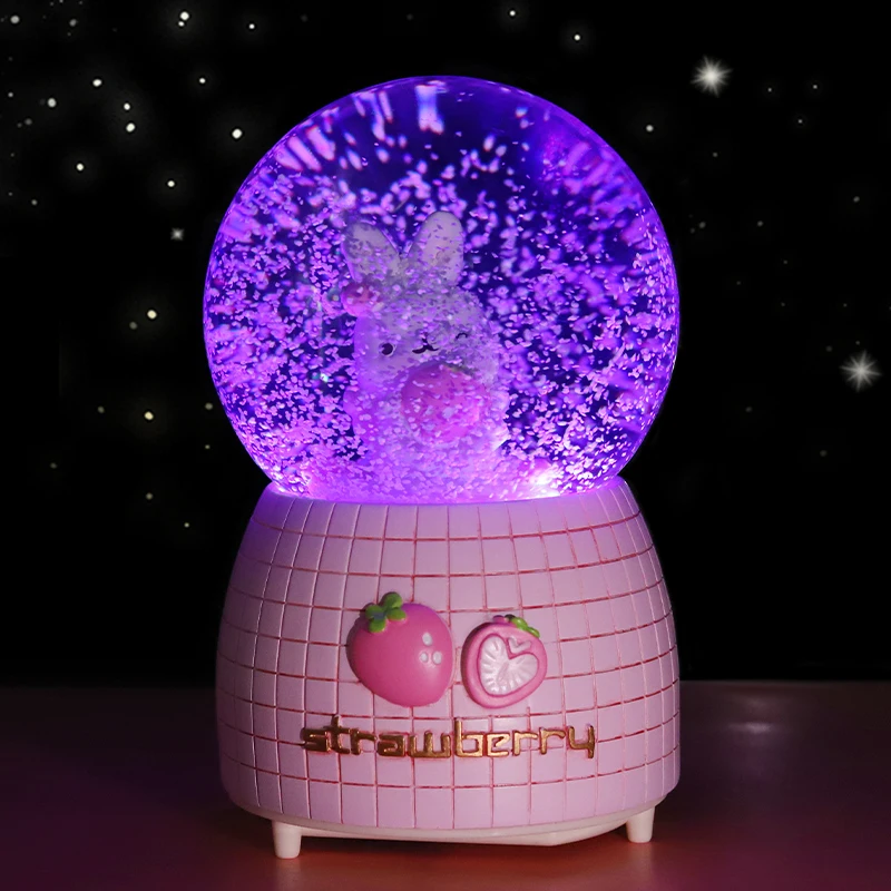 Музыкальная шкатулка Хрустальный шар снежинка шар музыкальная шкатулка подарок мальчик Девочка Клубника Кролик Хрустальный Шар