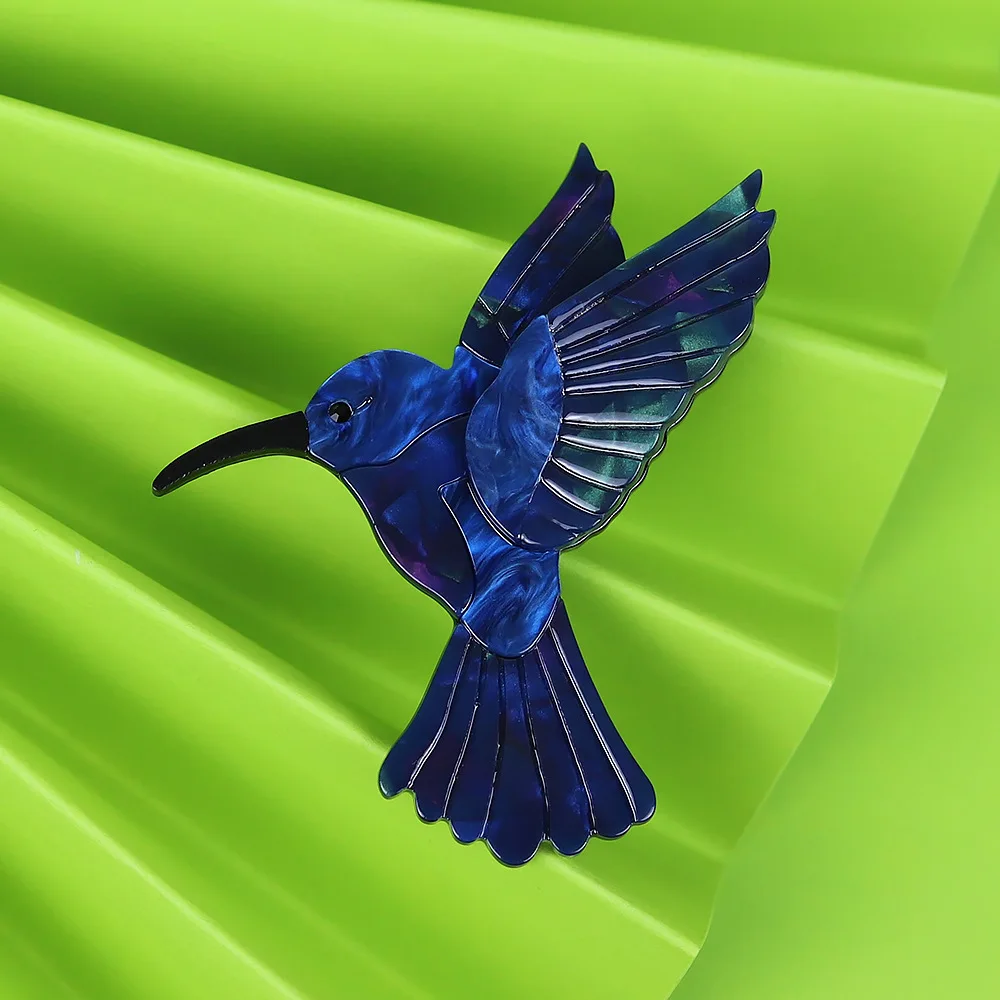 Cross-border handmade fashion acrylic animal brooch hummingbird cartoon pin European and American popular jewelry accessories