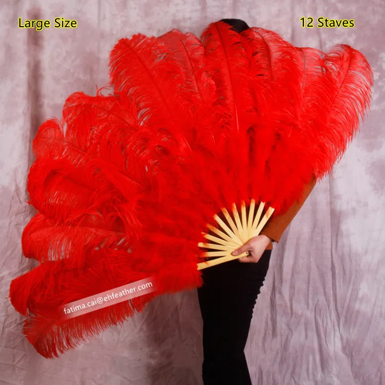 Retail Factory Price  Economy Burlesque Large Ostrich Feather Hand Fan