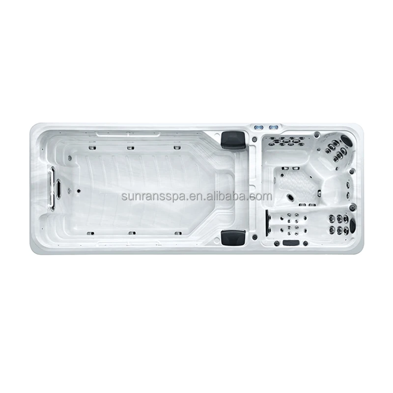 Sunrans 5.9m Dual Zone Swim Spa Pool and Hot Tub Balboa Outdoor Garden Large Family Pools for 5 Persons