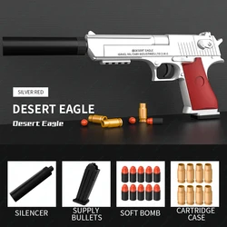 Qilong Planer Shell Soft Bullet Toy Gun Desert Eagle Super Gun Model Sponge Soft Shooting With Silencer Pistol Gun Toys For Kids
