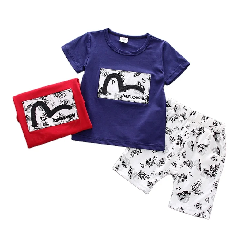 Лидер продаж, Летний Детский Повседневный костюм с принтом кленовых листьев и коротким рукавом