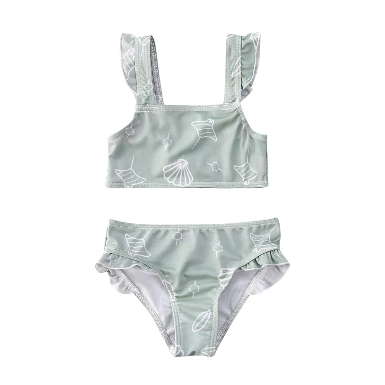 Custom Girls Quick Dry Swimsuit Kids One Piece Swimwear Ruffle Edge Bathing Suit Summer Beach Bikini Swimwear Beachwear