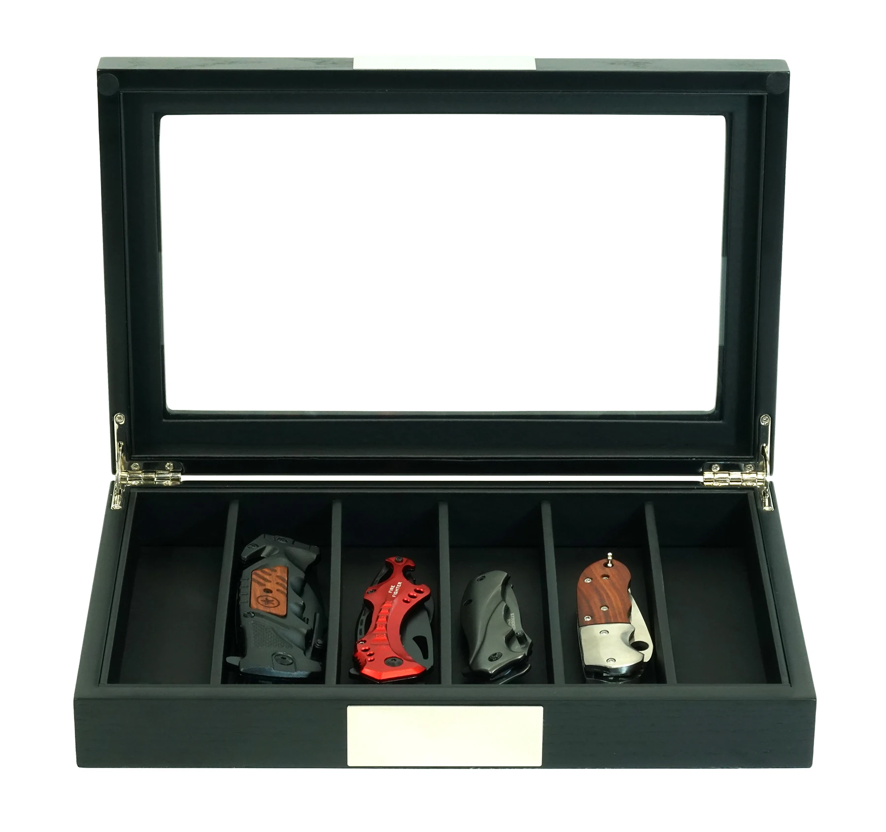 Sonny Custom 6 Slots Black Wood Display Box for Pocket Knife Storage