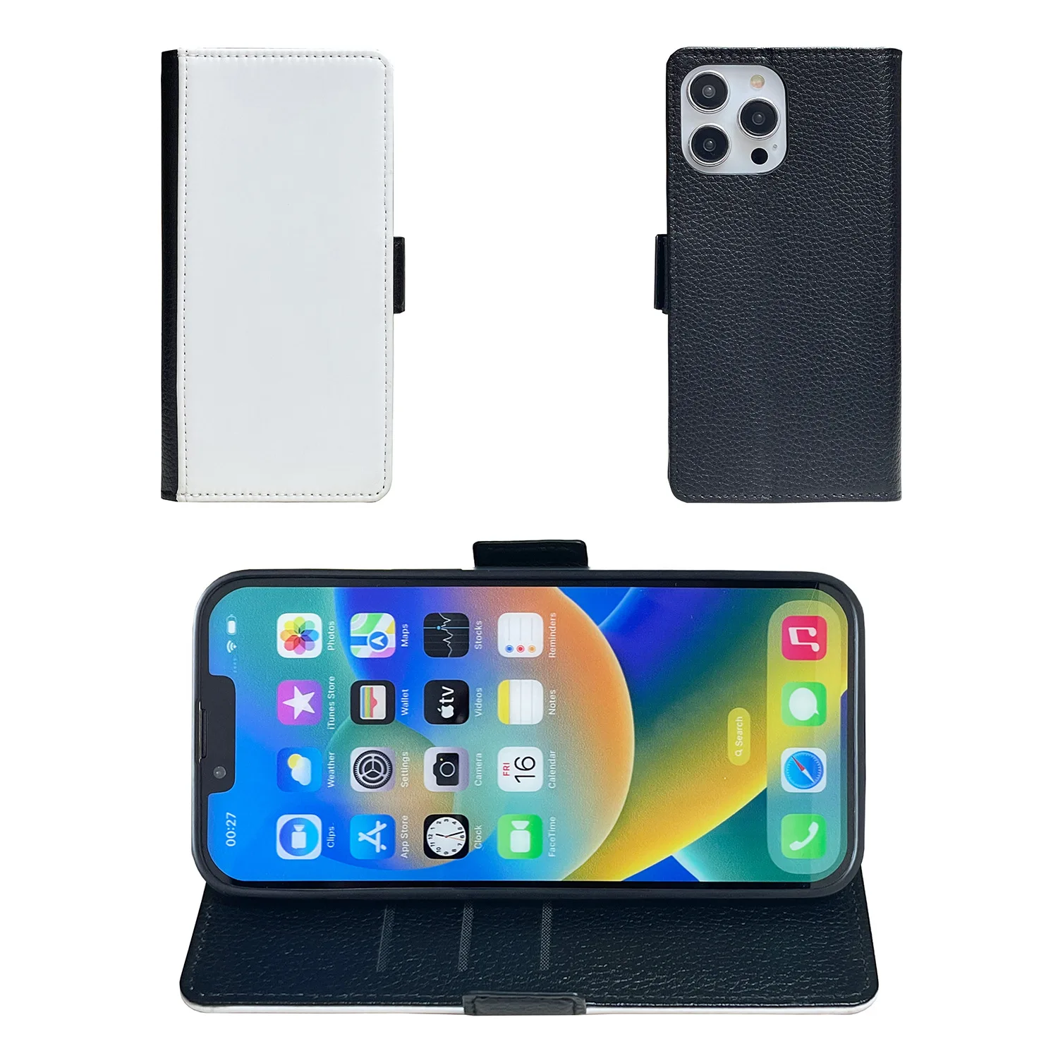 PU Leather Sublimation Phone Wallet Cases Custom Print Blanks Case for 15