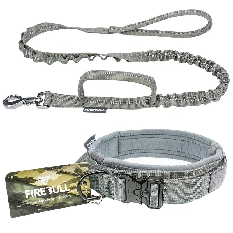 Sohpety Luxury Nylon Hardware Heavy Duty Pet Leash Set Designer Metal Buckle Tactical Dog Collar