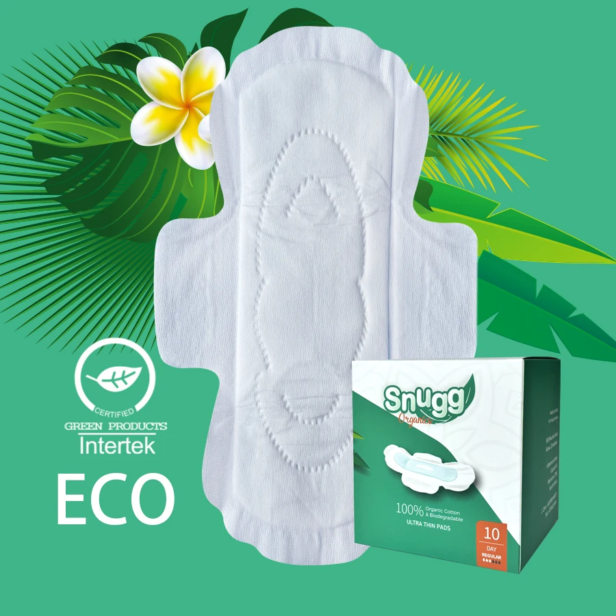 Niceday Organic Menstrual Pads Feminine Hygiene Biodegradable Pads with Wings, Regular Absorbency,10pcs/box