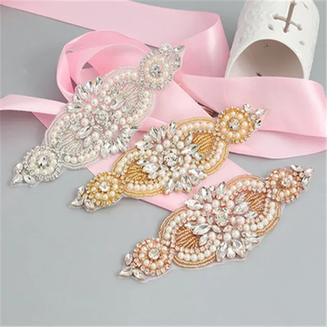 wedding bridal dress fashion wholesale pearl rhinestone applique for bridal party wedding evening decoration