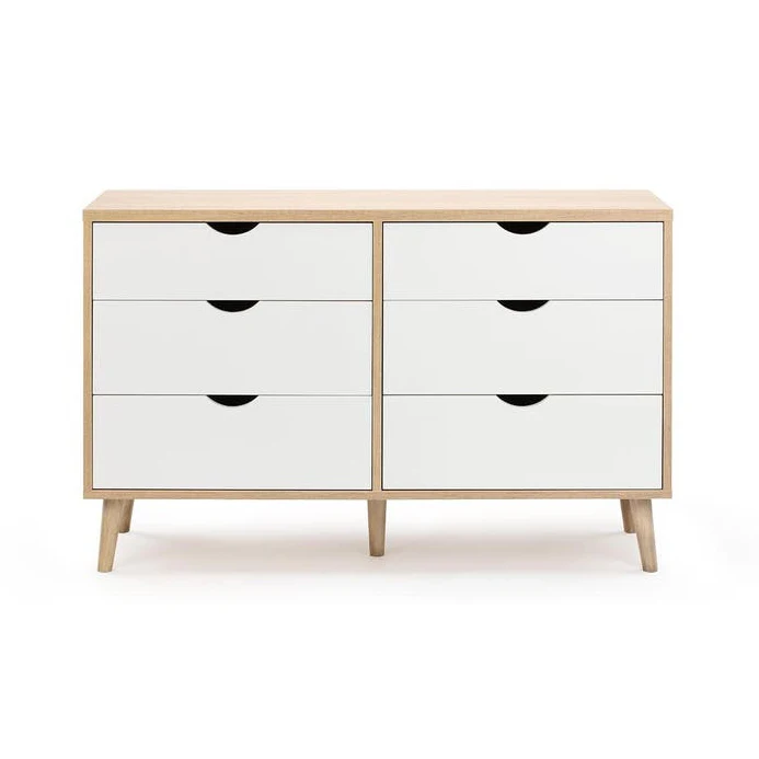 Oak&White 6-Drawer Double Chest Dresser