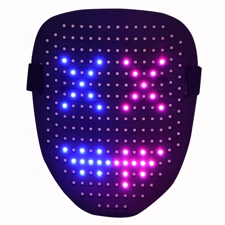 LED Light Up Mask with Gesture Sensing Programmable Glow Face Mask Transforming Halloween Mask Costume Cosplay Party Masquerade