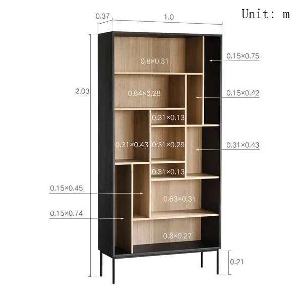 Modern Home Furniture Display Wall Shelf Bookcase Black Wooden Book Shelf