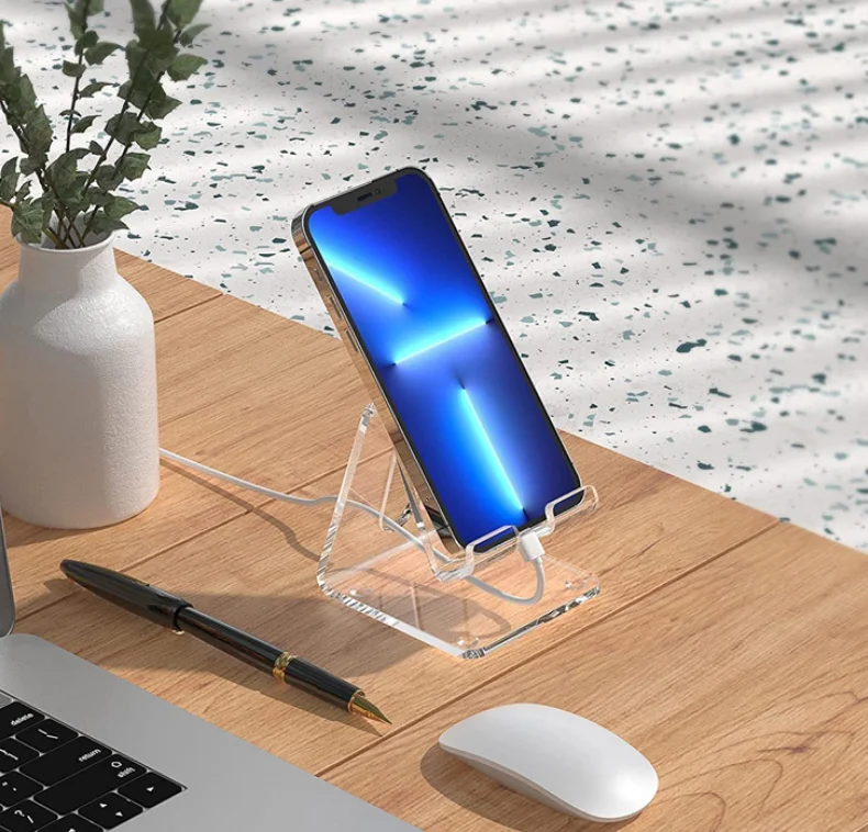 Transparent acrylic mobile phone display stand lazy mobile phone stand simple carry plexiglass display stand
