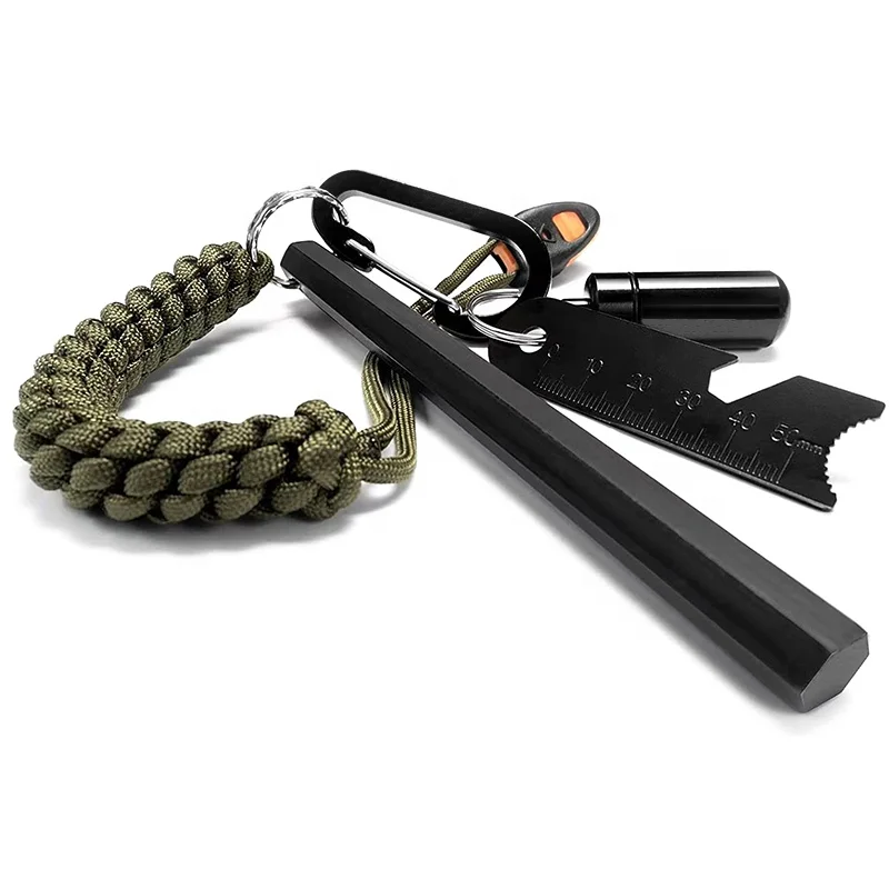 Outdoor Adventure Flint and Steel Fire Starter Kit with 5 x 1/2 Inch Hexagon Ferro Rod Fire Starter