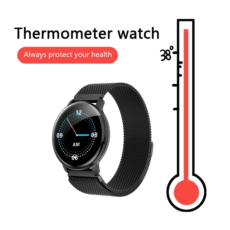 
2020 New Amazon best selling T20 body temperature smart watch pedometer heart rate smart bracelet reminder sports bracelet 
