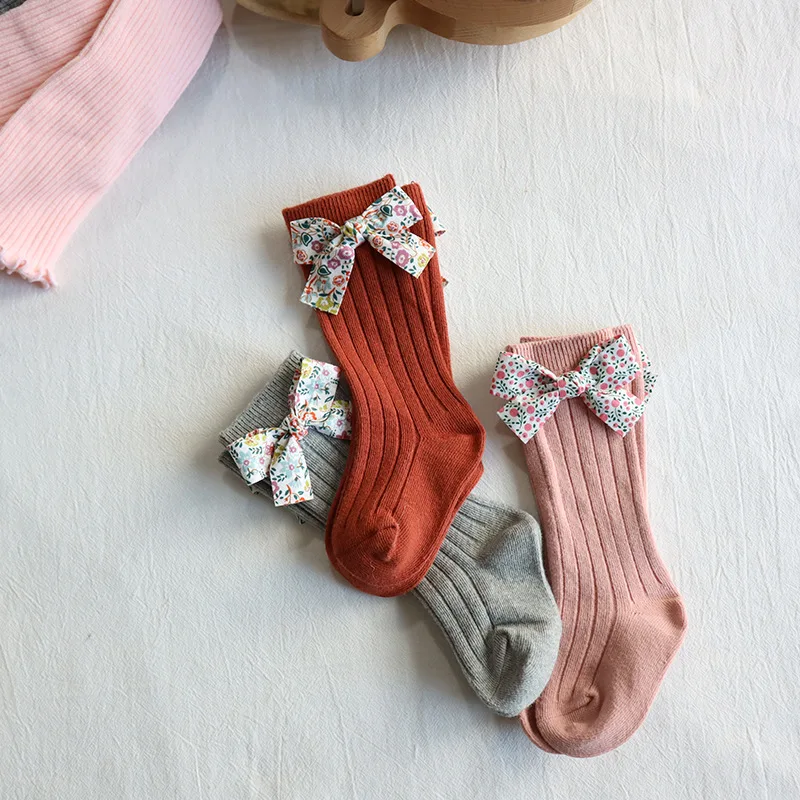 
Lovely Bowknot Baby Girl Socks For Newborn Soft Knitted Baby Socks Infant Toddler Ankle Long Socks 