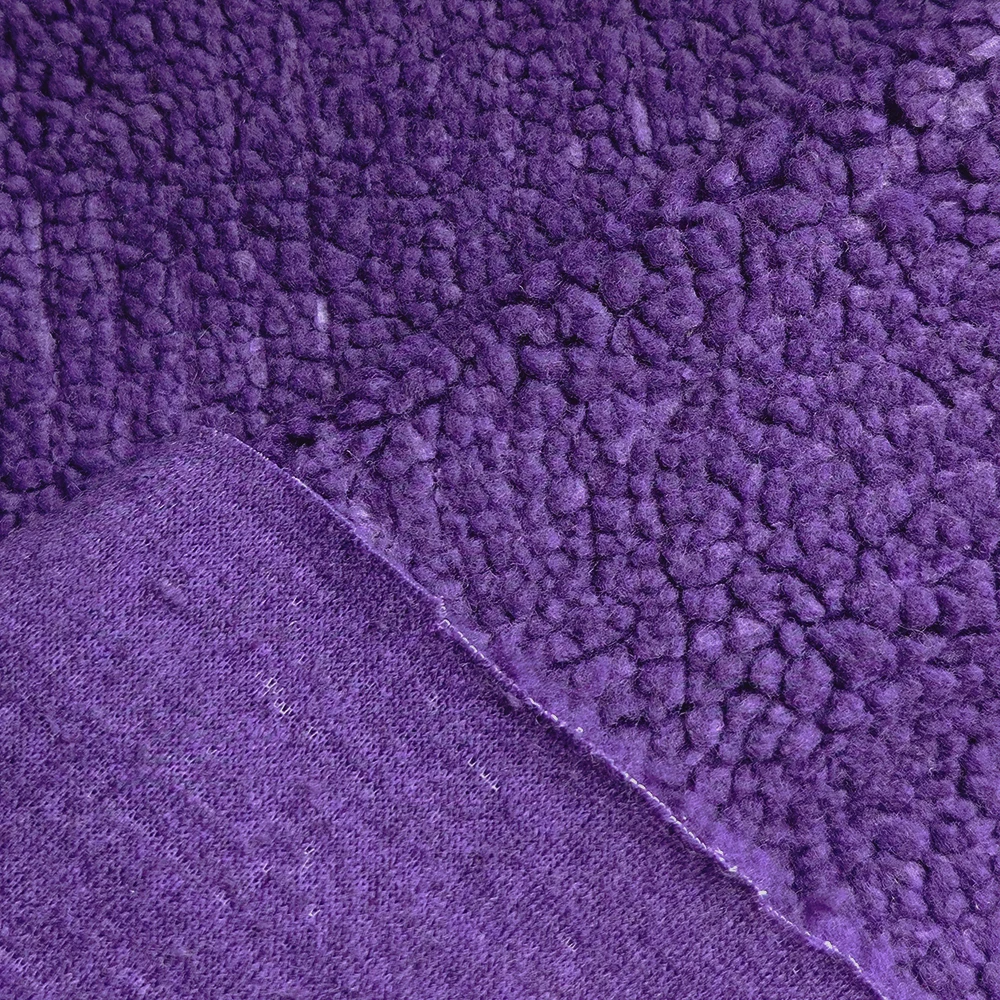 Wholesale Heavyweight 455gsm Embossed Lamb Cashmere 100% Polyester Sherpa Fleece Fabric For Hoodie Coats