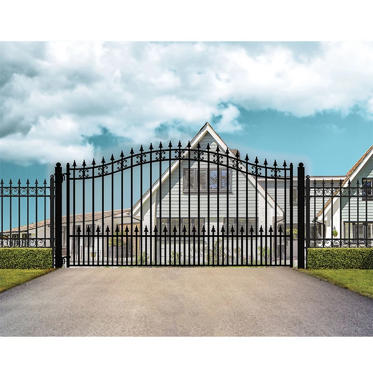 New style courtyard front doors gate designs house exterior wrought iron fancy main gate boundary wall gates design for sale