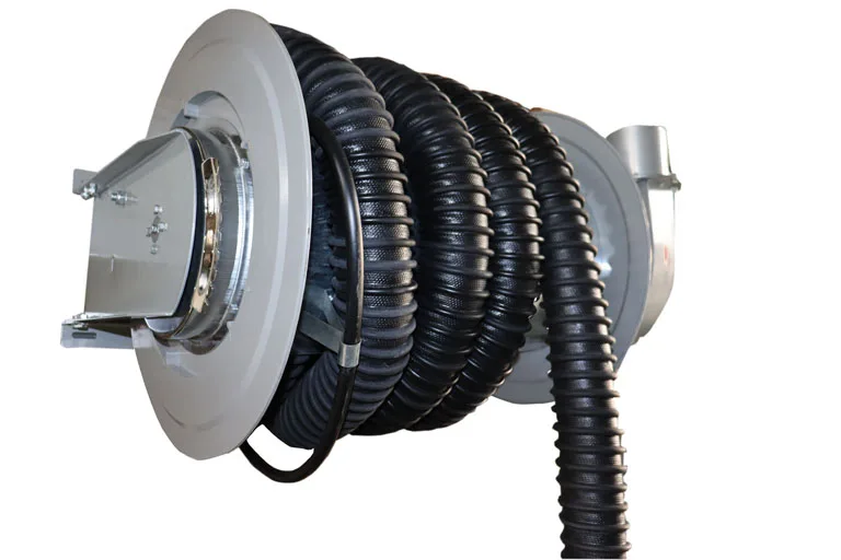 Economy Manual Spring and Direct Mounted Fan Vehicle Exhaust Extraction Hose Reel for Workshop