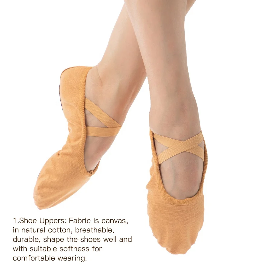 Adult Girls Ballet Slippers Canvas Split Sole Ballet Dance Shoes For Ballet School