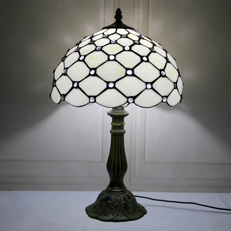 LongHuiJing 12 Inch European Stained Glass Sunflower Style Tiffany Table Lamp