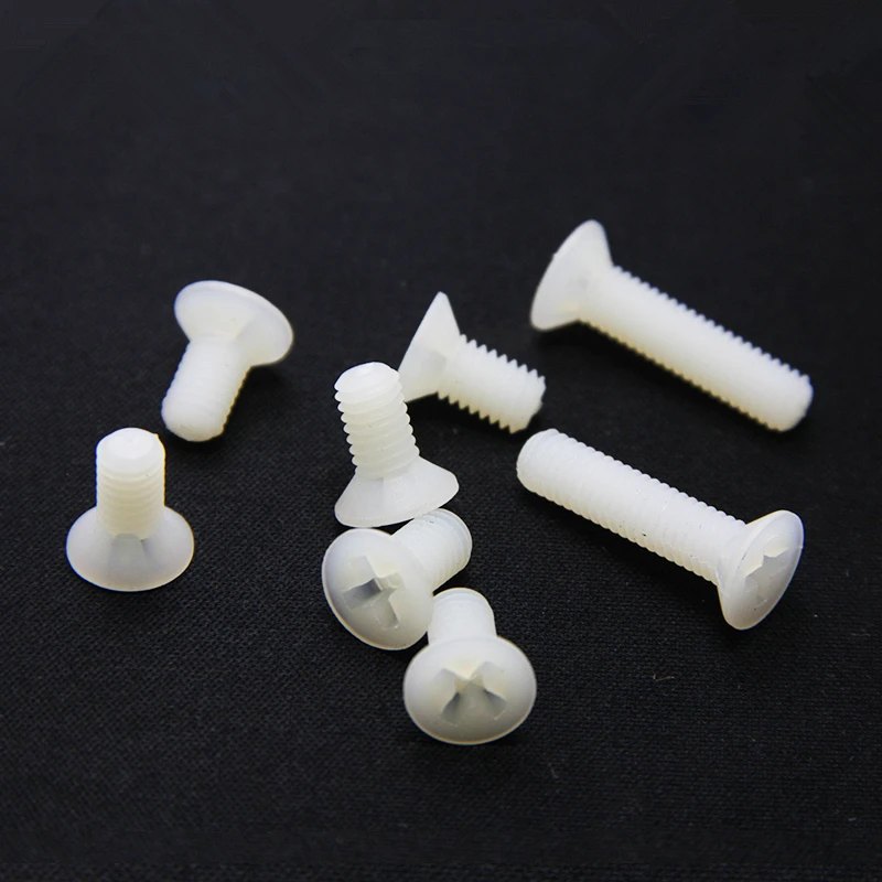 Black white Nylon Insulated Cross Phillips flat countersunk Head Bolt Plastic Machine Screw M2 M2.5 M3 M4 M5 M6 M8 M10