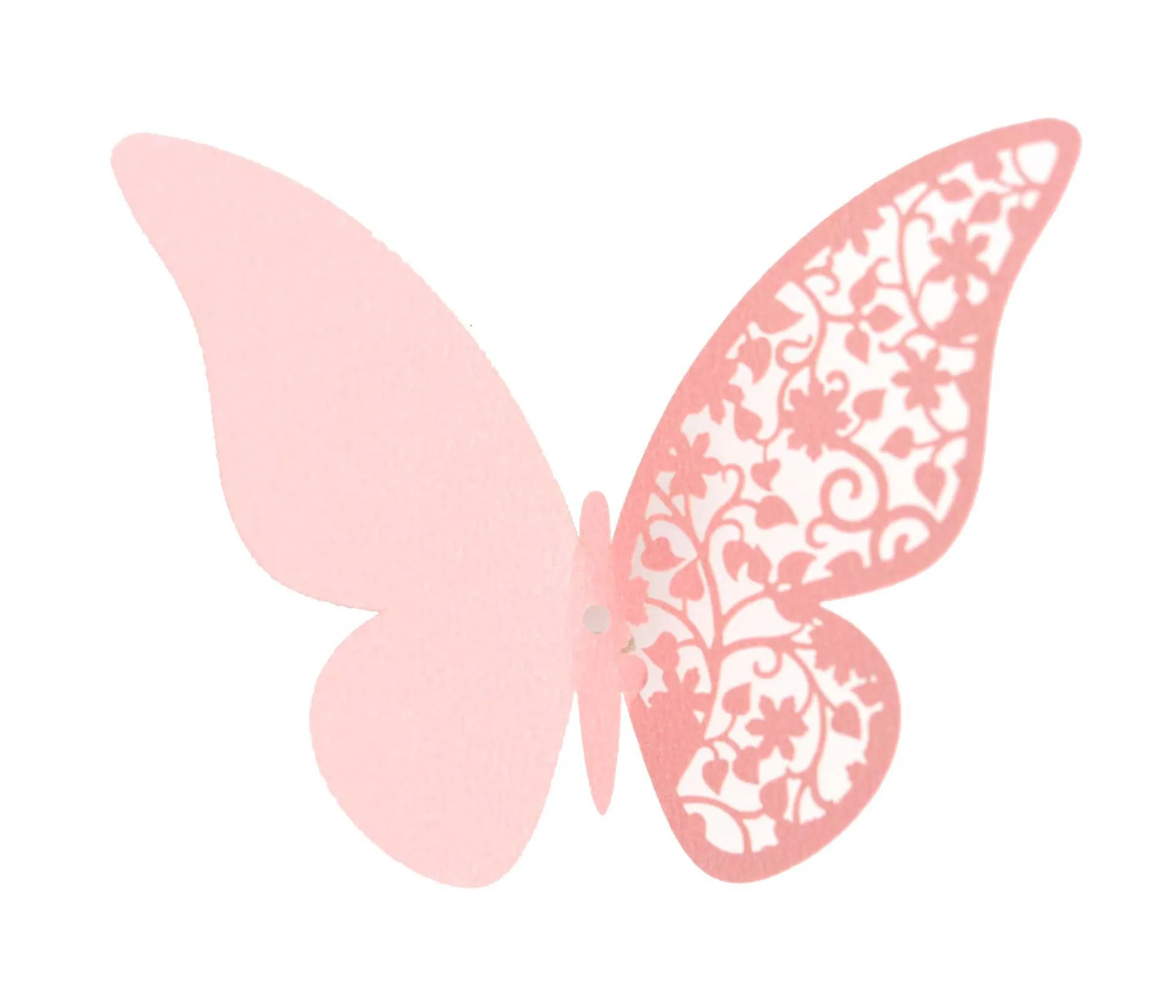 Laser hollow cup card pink three-dimensional 3D butterfly wall sticker decoration wedding party housewares scene layout