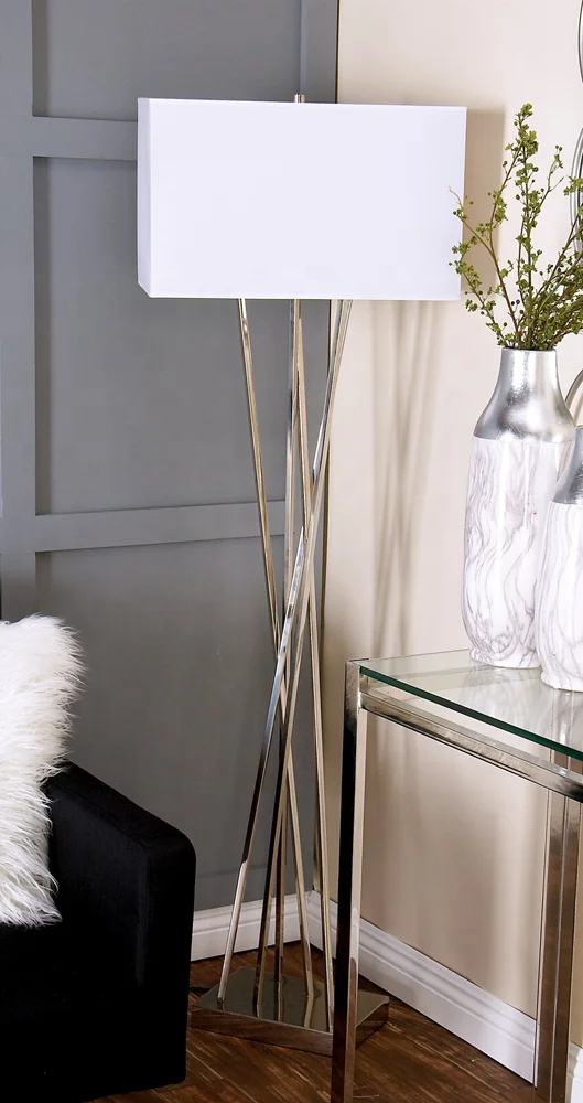 MODERN ANTIQUE DESIGN SIMPLE FABRIC SHADE SILVER NORDIC HOME DECORATION LIVING ROOM BEDROOM FLOOR LAMP