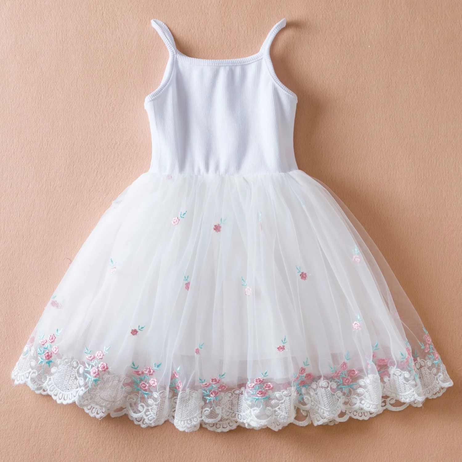 Wholesale New Hot From China Kids Clothes Girl Cotton Soild Color Flower Printing Sleeveless Dress