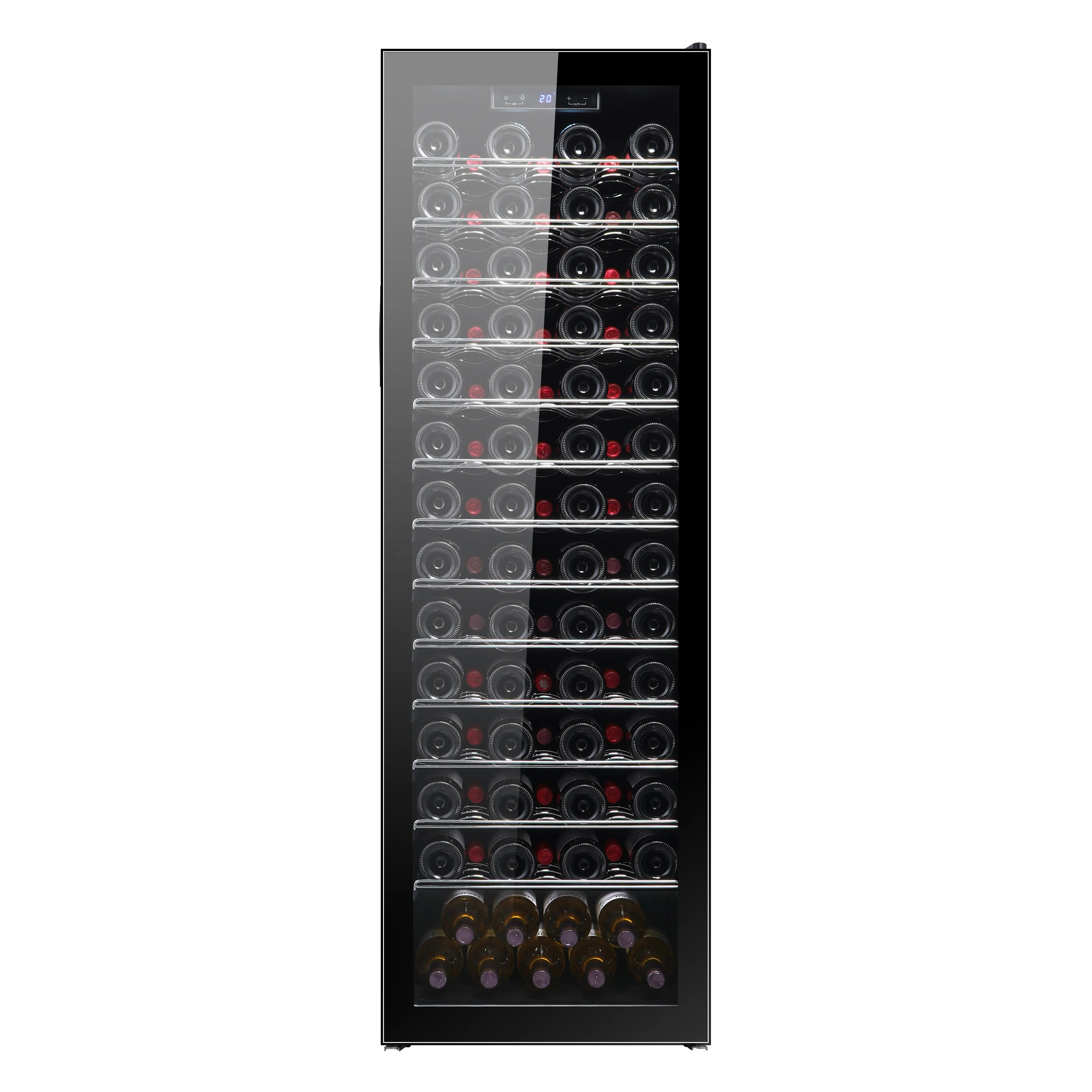 101 Bottle Freestanding Wine Cooler Refrigerator With Stainless Steel, triple-layered Tempered Glass Door, Electronic One-Touch